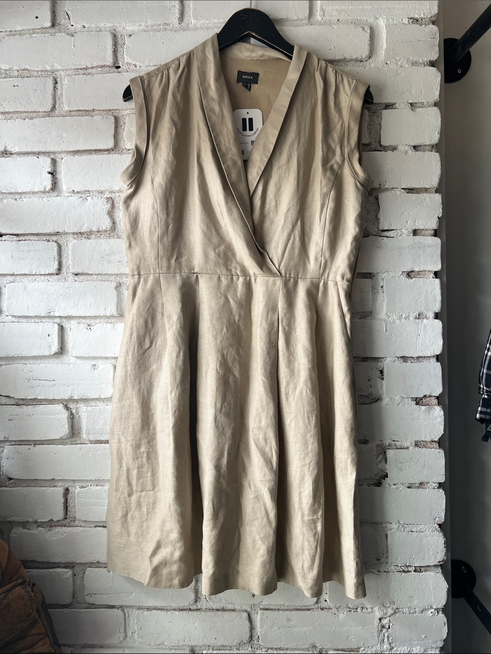 Mexx Beige Sleeveless Wrap-Style Midi Dress